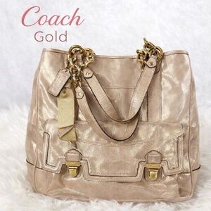 Coach Metallic Gold and Tan Shoulder Bag